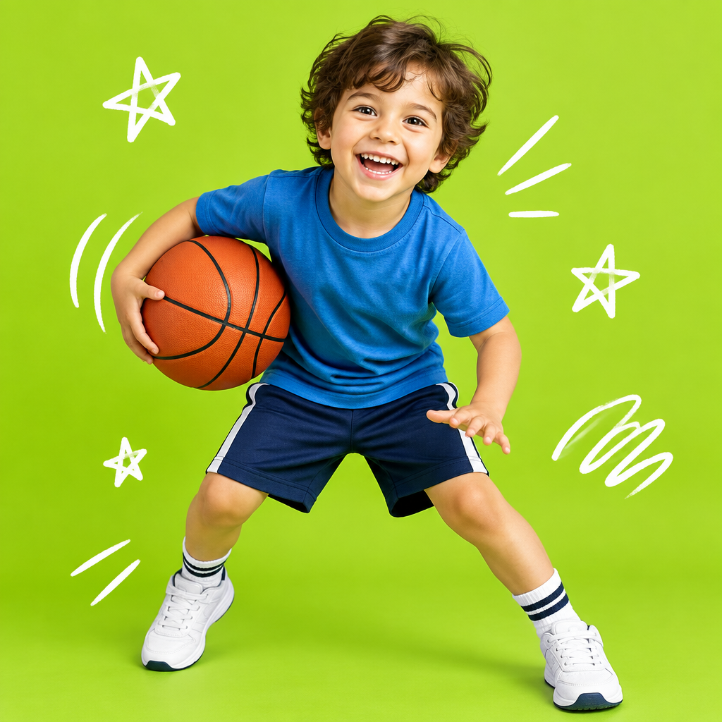 Basketbol topuyla oynayan çocuk